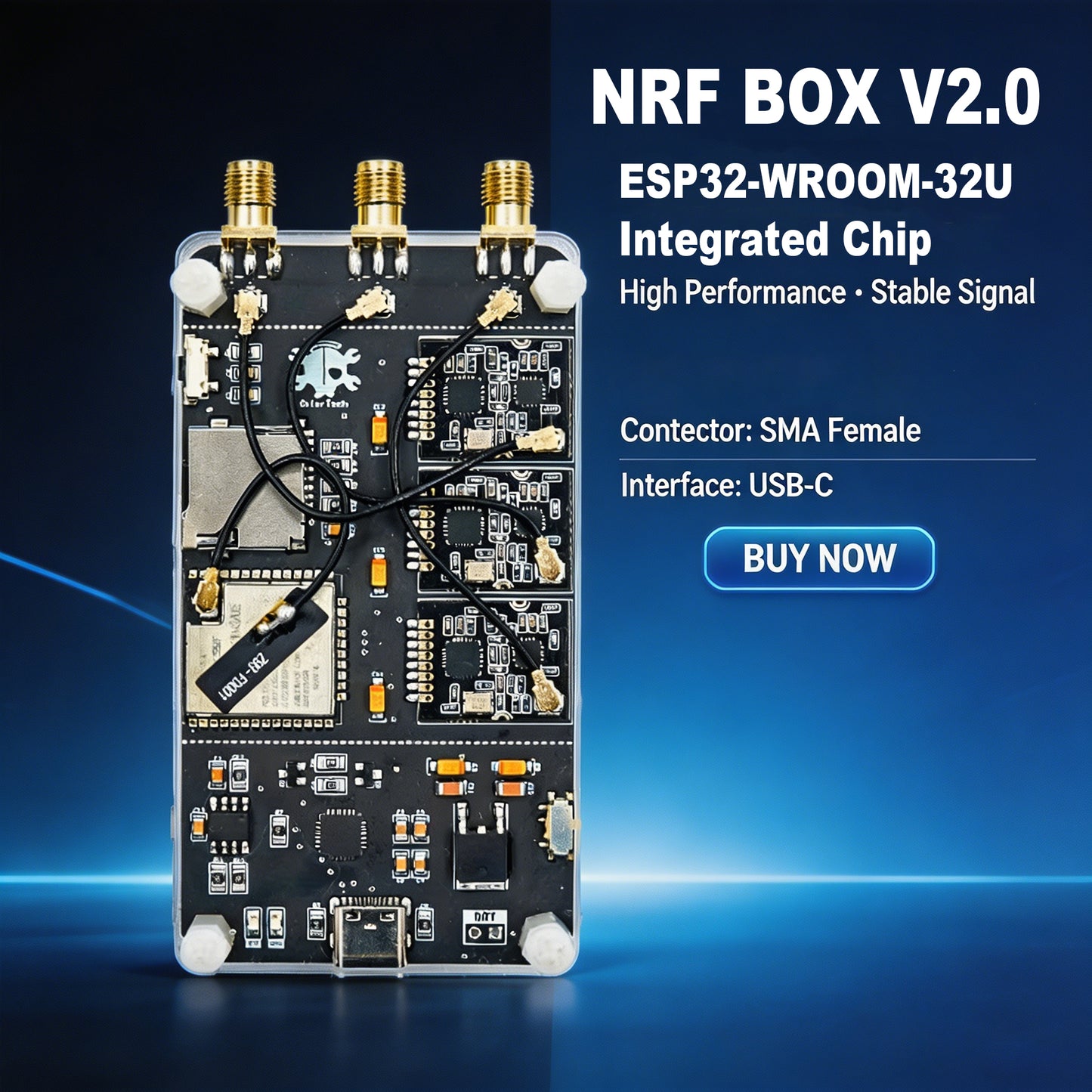 New NRF BOX V2.0 Open-Source All-in-One Gadget for BLE and 2.4GHz Networks,ESP32-WROOM-32U Integrated Chip Arduino