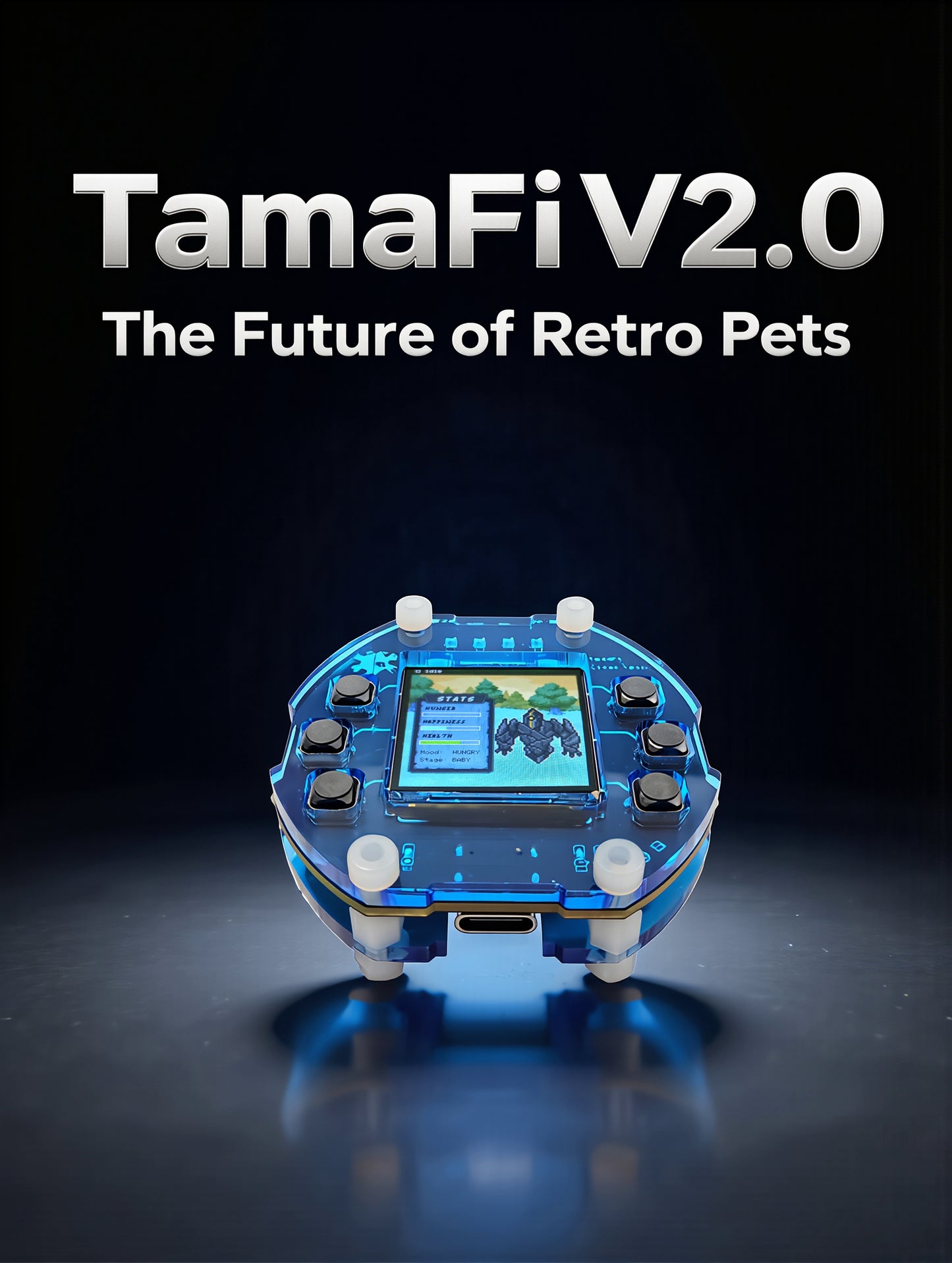 Finished TamaFi Smart Virtual Pet Firmware Version V2.0 ESP32-S3 WiFi Interactive virtual Electronic Pet