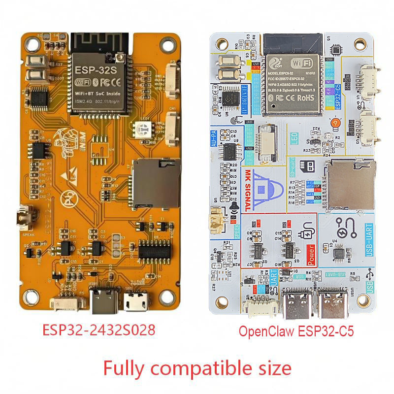 NM-CYD-C5 ESP-Claw New AI Agent Board with 2.8″ TFT LCD Touchscreen with ESP32-C5 Support NM-RF-HAT Dual Band WiFi IoT Mainboard