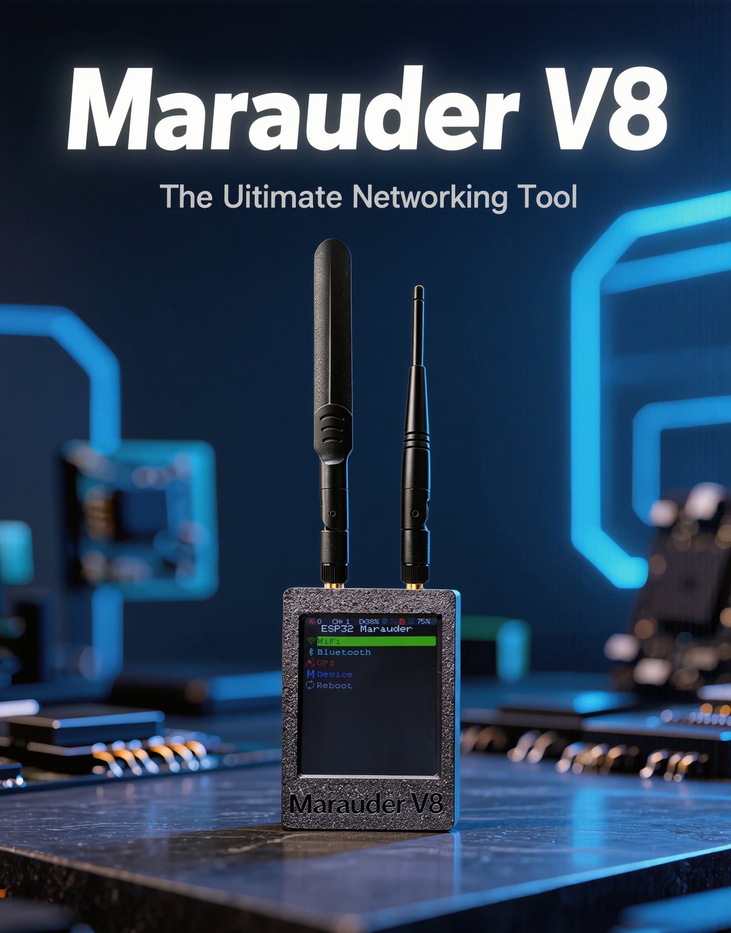 New ESP32 Marauder V8 ESP32-C5 2.8 Inch Touch Display Dual Band WiFi Bluetooth GPS Support 2.4G & 5G Signal Wireless