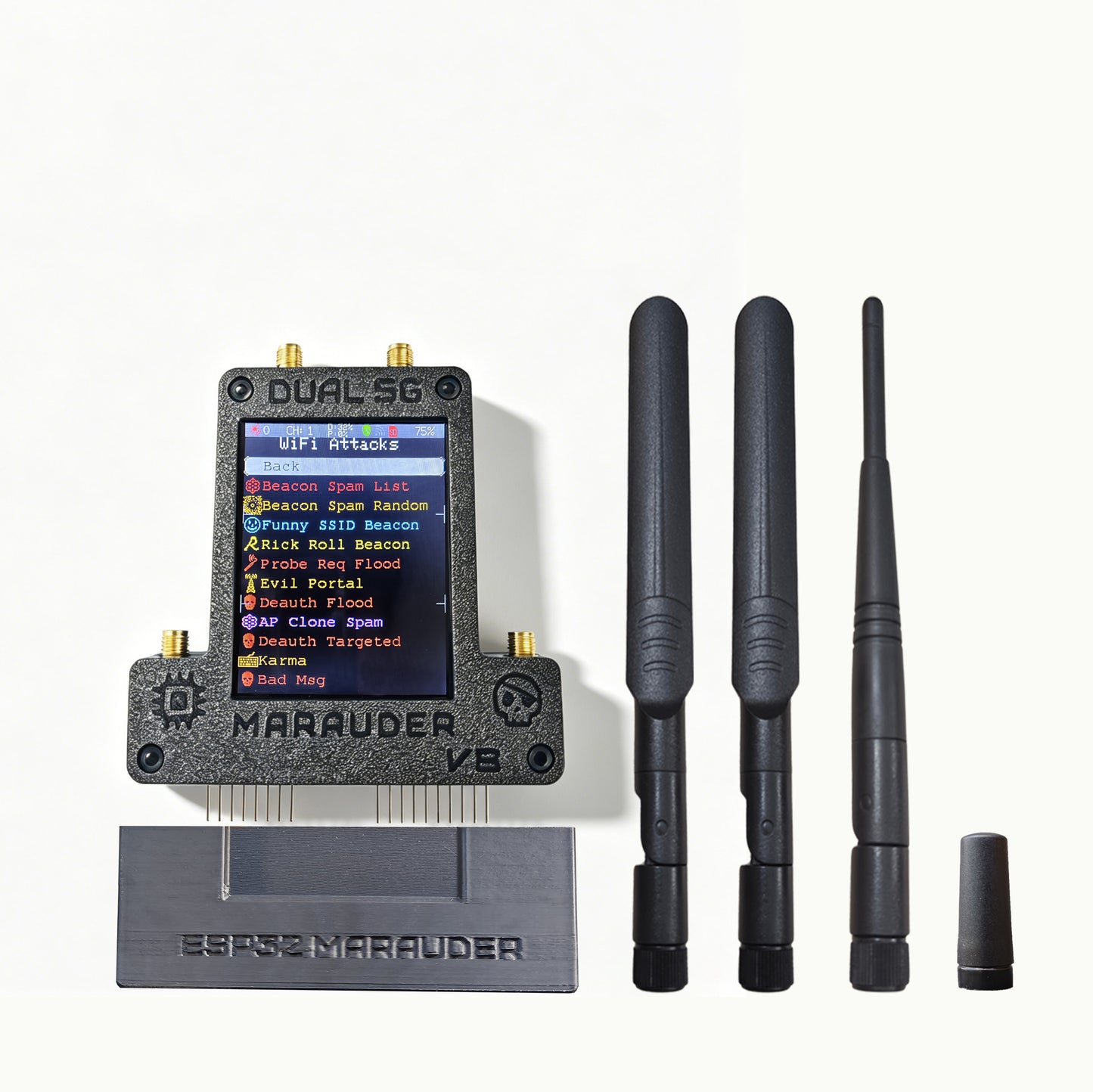 ESP32 Marauder V8 for Flipper Zero ESP32-C5 Dual Chip Dual Band 5G WiFi, Bluetooth , GPS, Supports 2.4G＆5G Signal Dual SD Card